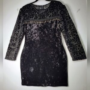 Bianca Vintage Women's Velvet Lace mini dress Fancy Partycocktail,long sleeve,M.